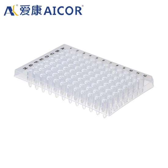 Piastra per provette conica medica da laboratorio sterile in plastica da 0,2 ml 96 fori per micropiastra per provette per PCR senza gonna
